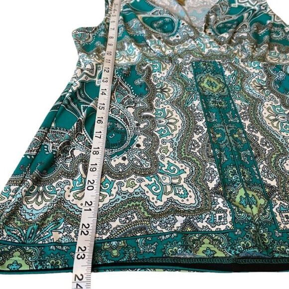 Peck & Peck Women's Sleeveless Top Emerald Green Paisley Medallion Print Medium - Picture 8 of 9